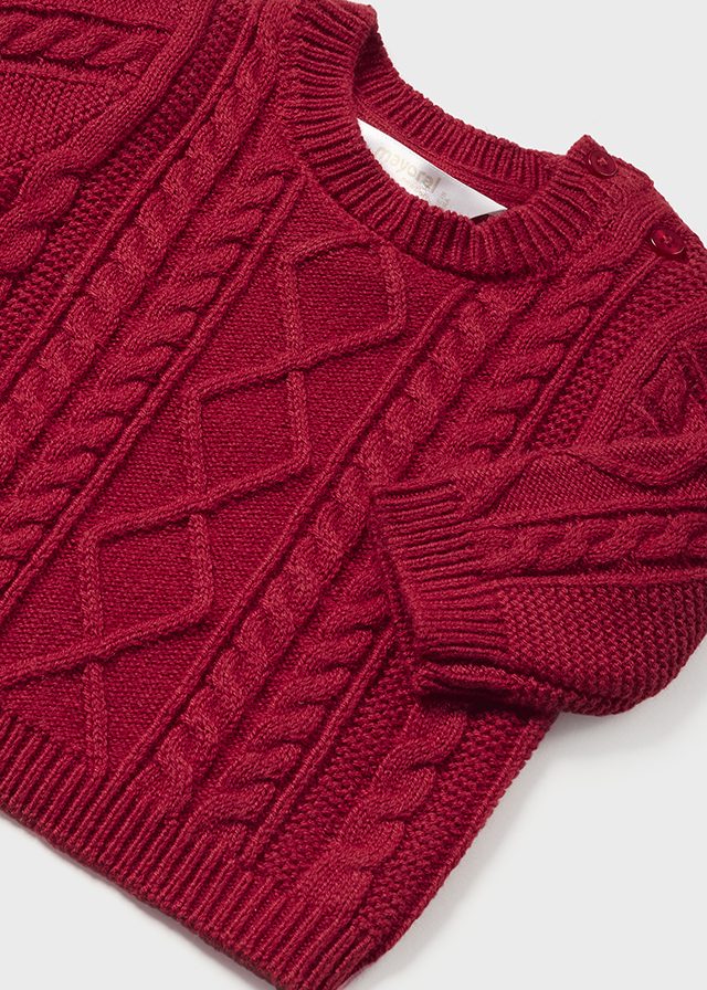 Cherry Red Braided Sweater