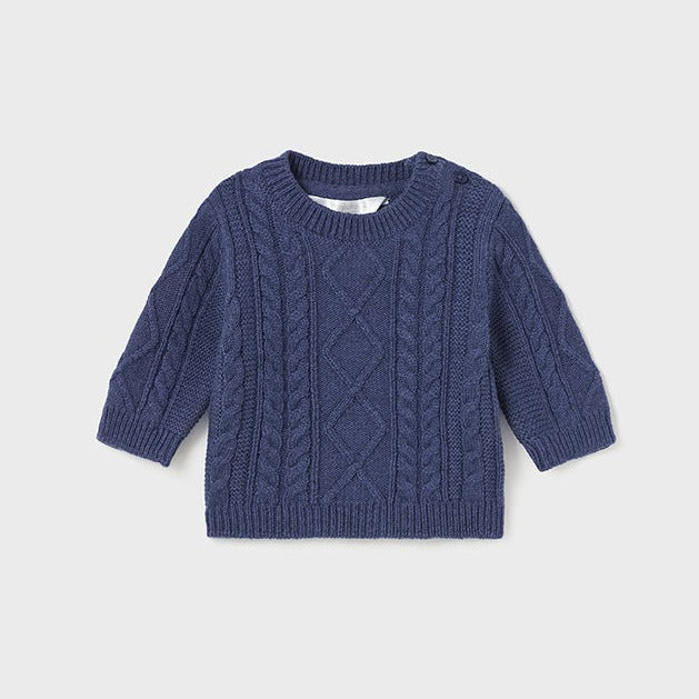 PREORDER - Newborn Braided Sweater - Eclipse Blue