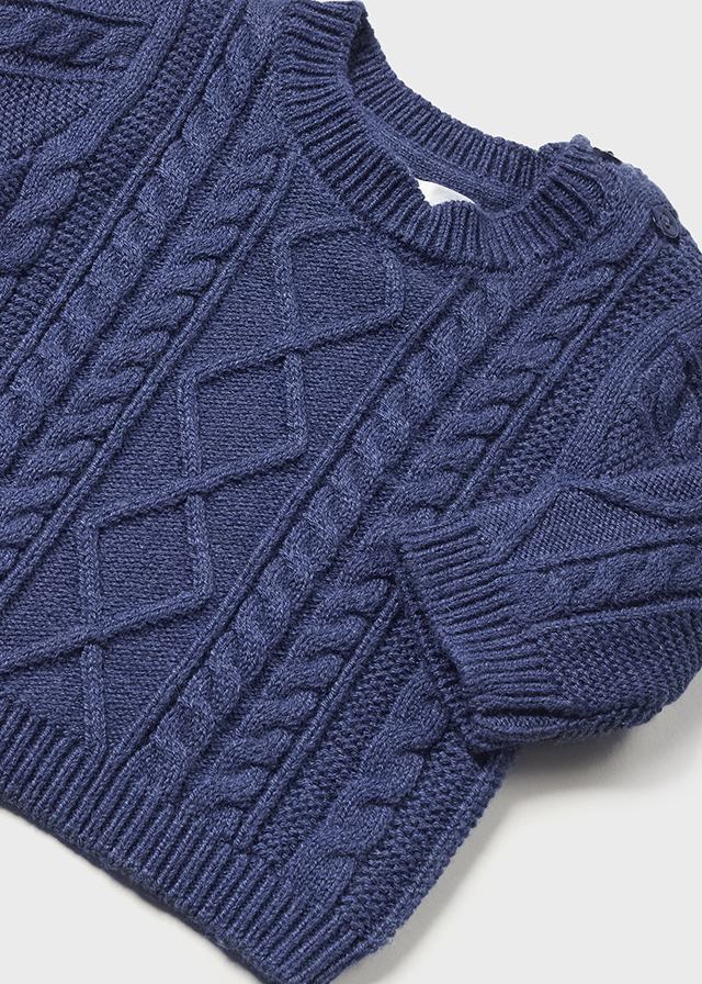 PREORDER - Newborn Braided Sweater - Eclipse Blue