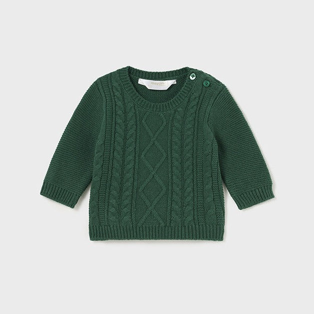PREORDER - Newborn Braided Sweater - Pine