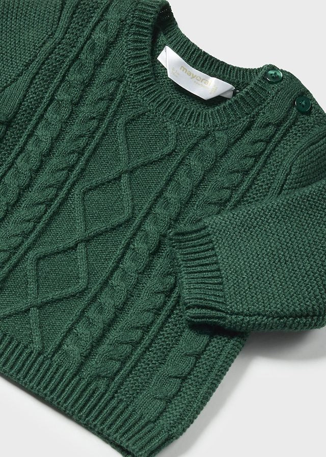 PREORDER - Newborn Braided Sweater - Pine