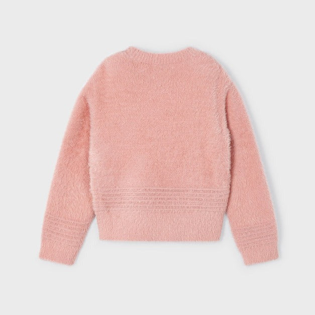 Girls Pink Faux Fur Sweater