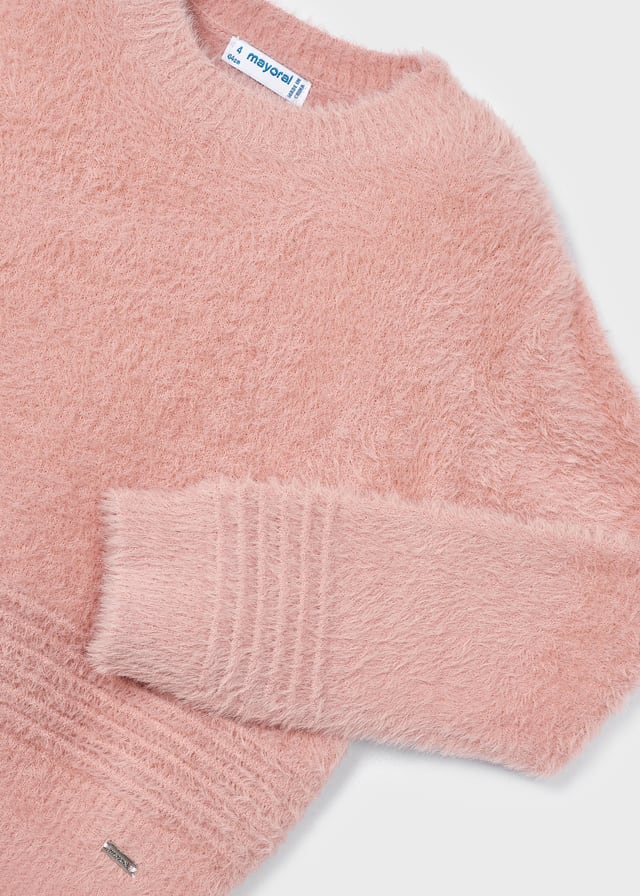 Girls Pink Faux Fur Sweater