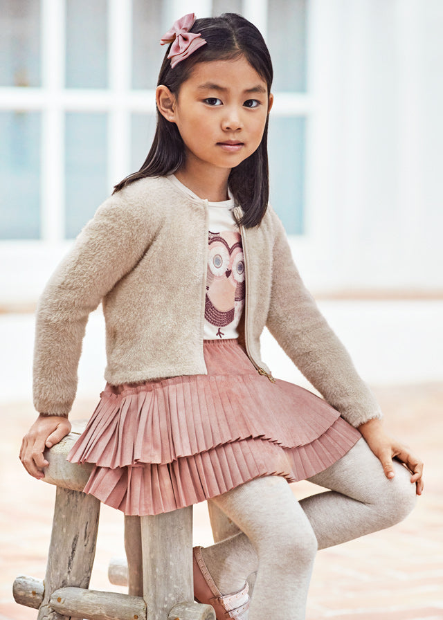 Rose Faux Suede Pleated Skirt