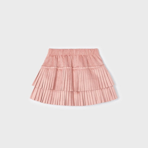 Rose Faux Suede Pleated Skirt