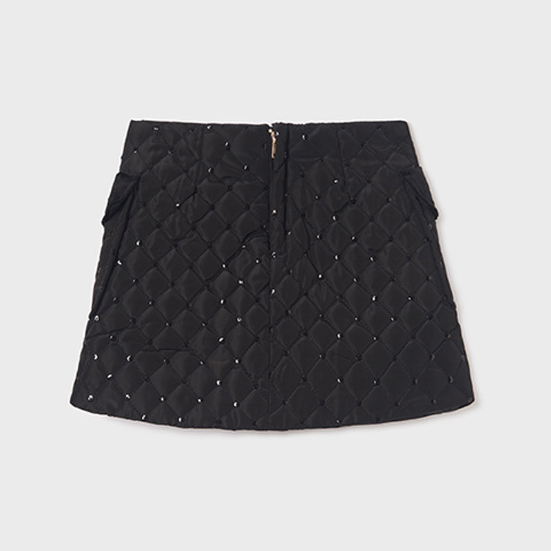 Black Sequin Quilted Skirt
