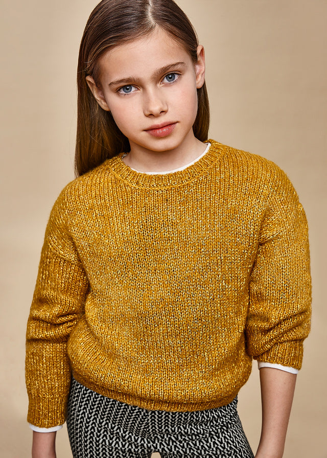 Mustard Sequined Knit Sweater