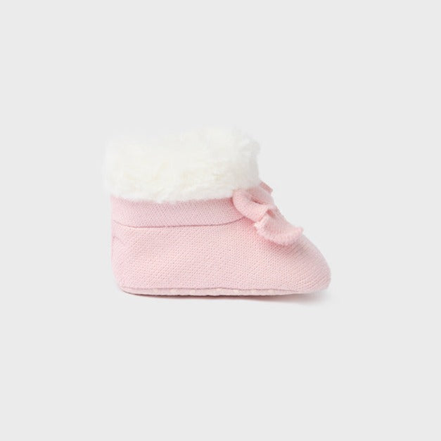 Faux Fur Knit Booties - Baby Rose