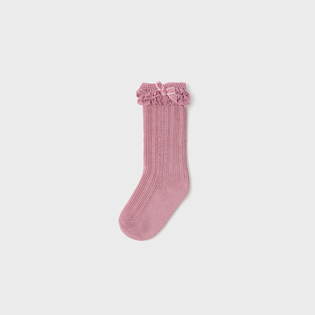 Ruffle Long Socks - Blush