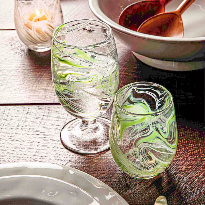 Puro Marbled Goblet - Green