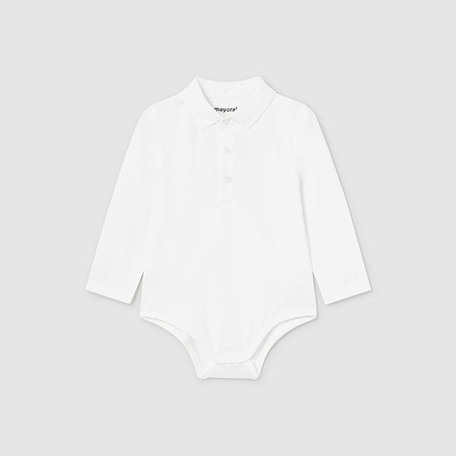 White Long Sleeve Polo Bodysuit