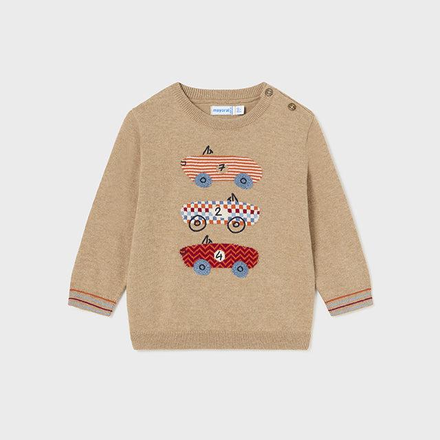 Sand Intarsia Embroidered Sweater