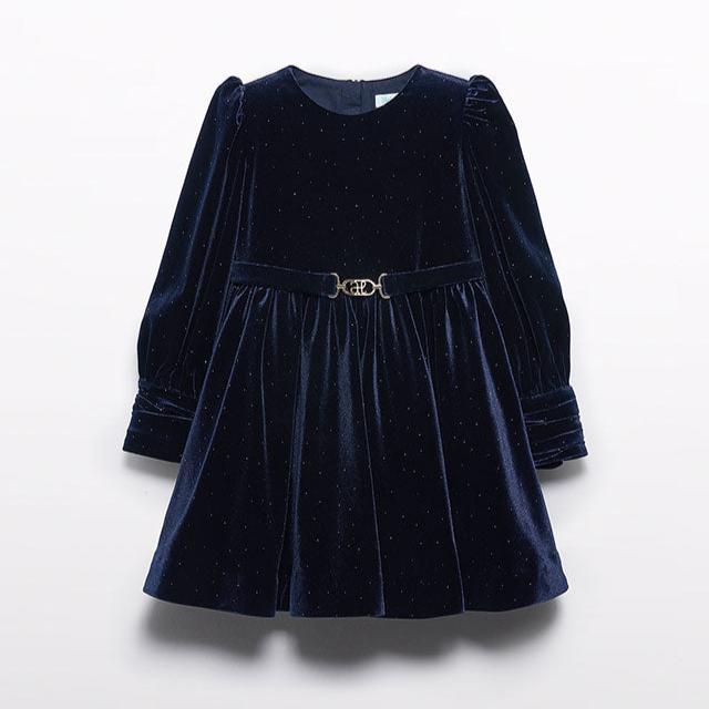 Navy Glitter Velvet Dress