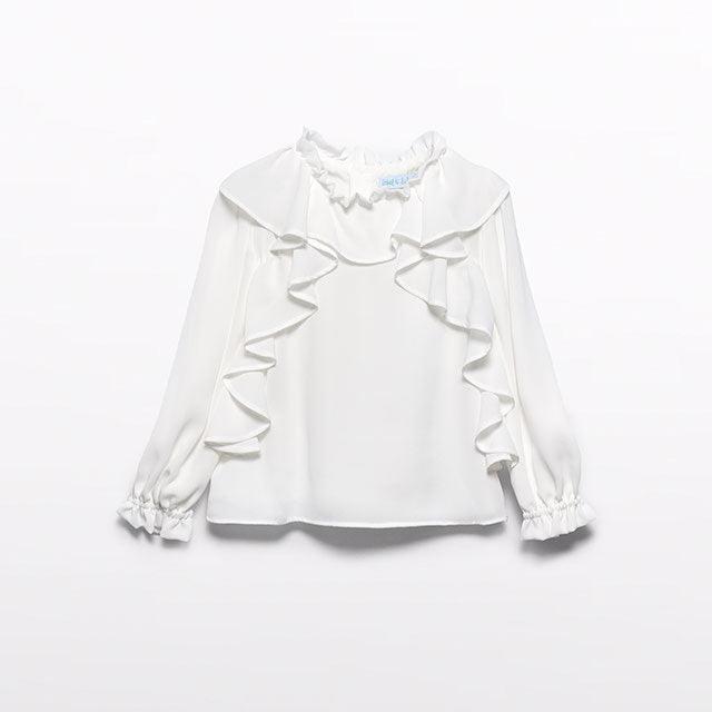 Natural Chiffon Ruffle Blouse