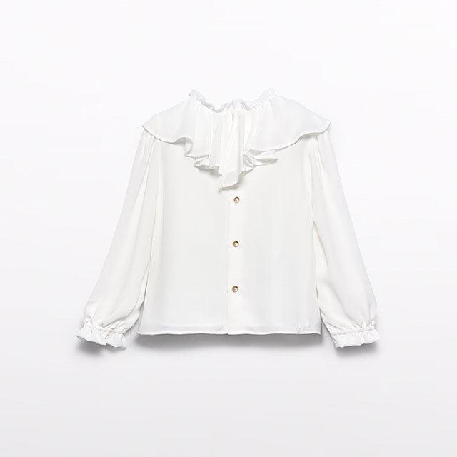 Natural Chiffon Ruffle Blouse