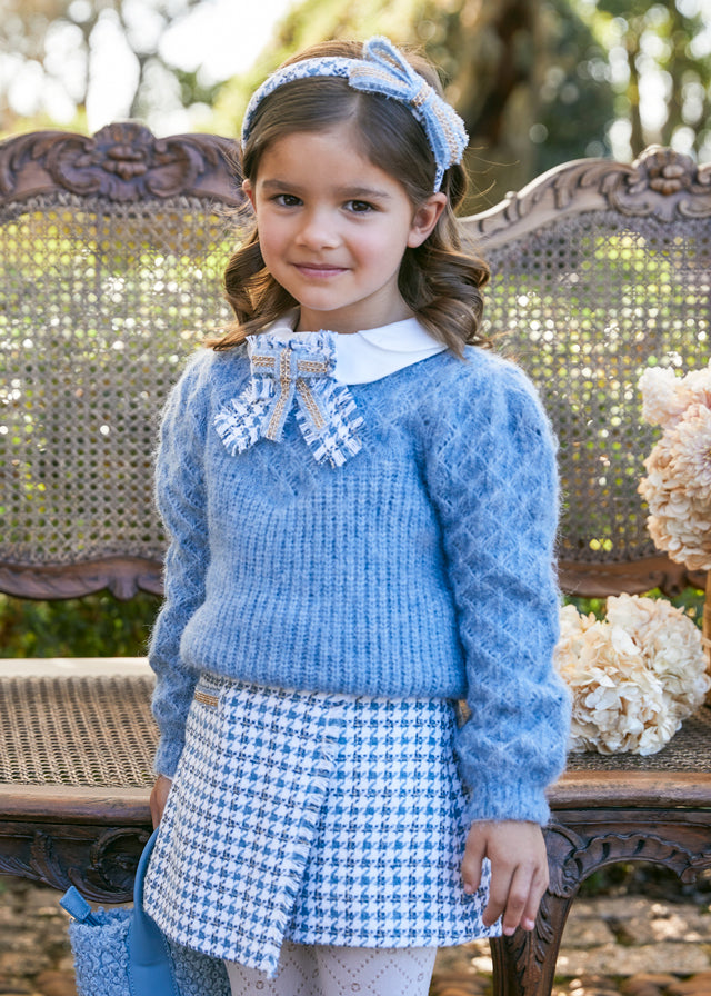 Cerulean Houndstooth Skort