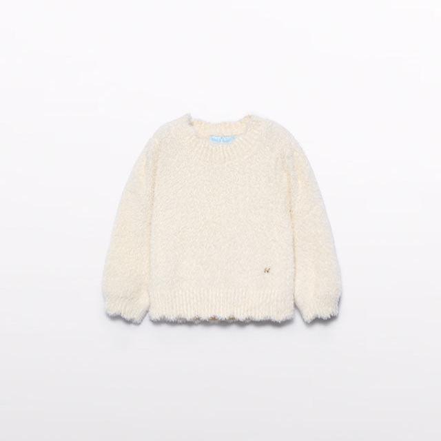 Cream Knit Fur Sweater
