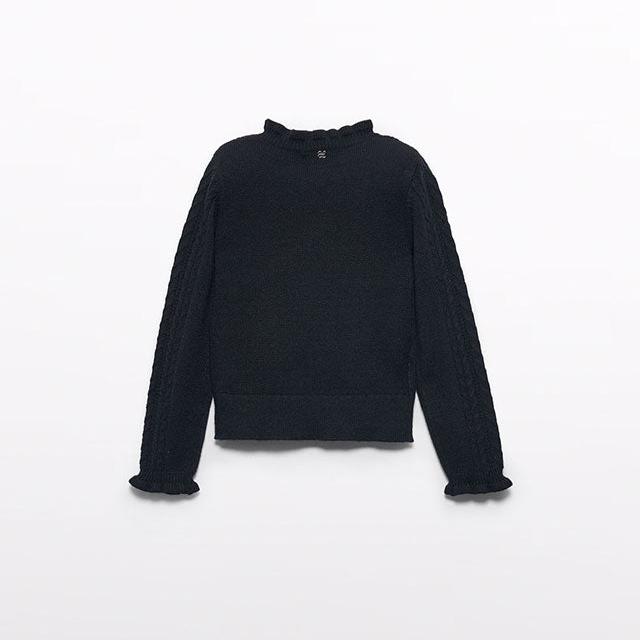 Black Mock Neck Knitted Sweater