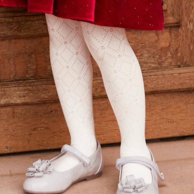 Cream Jacquard Tights