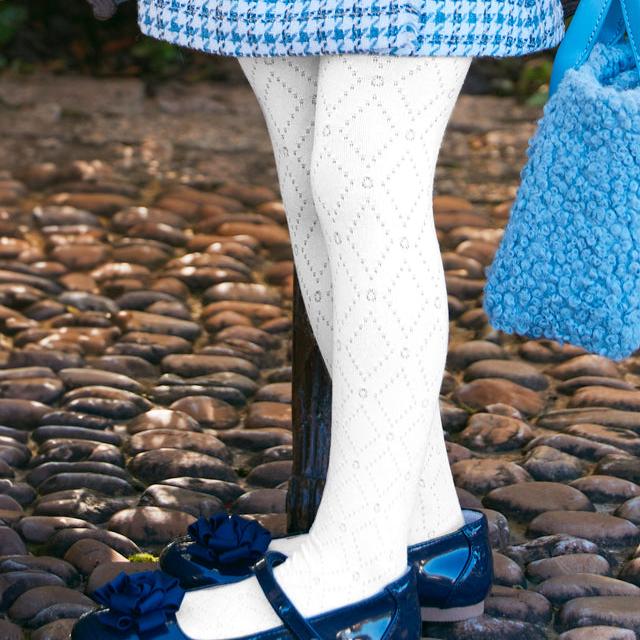 Off White Jacquard Tights
