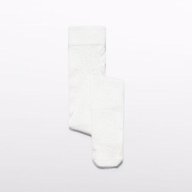 Off White Jacquard Tights