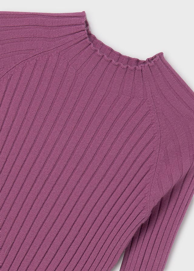 Mauve Mock Neck Ribbed Sweater