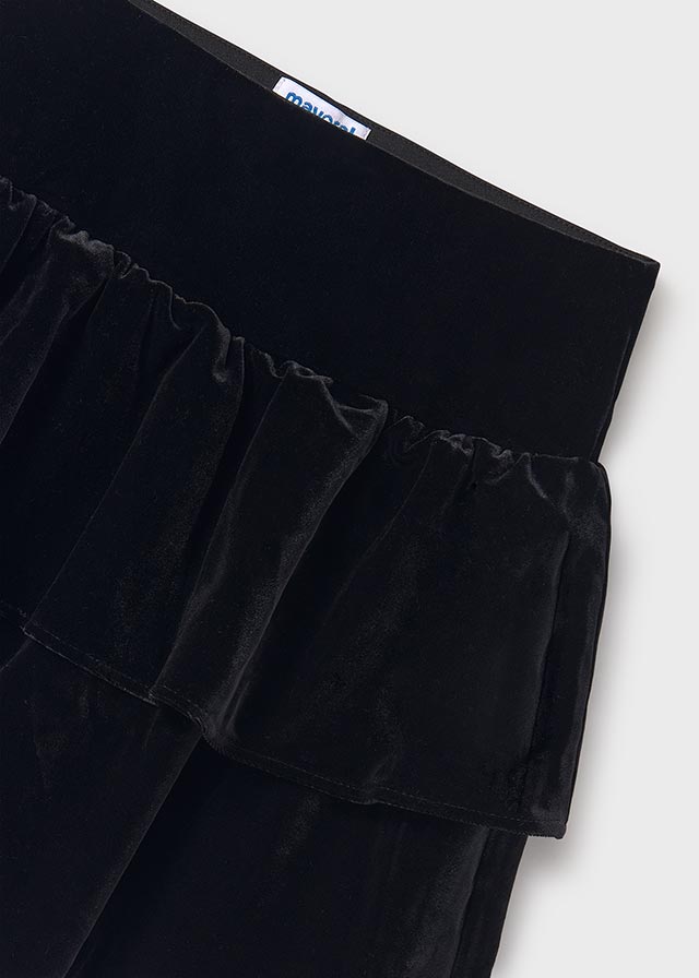 Black Ruffled Velvet Skirt