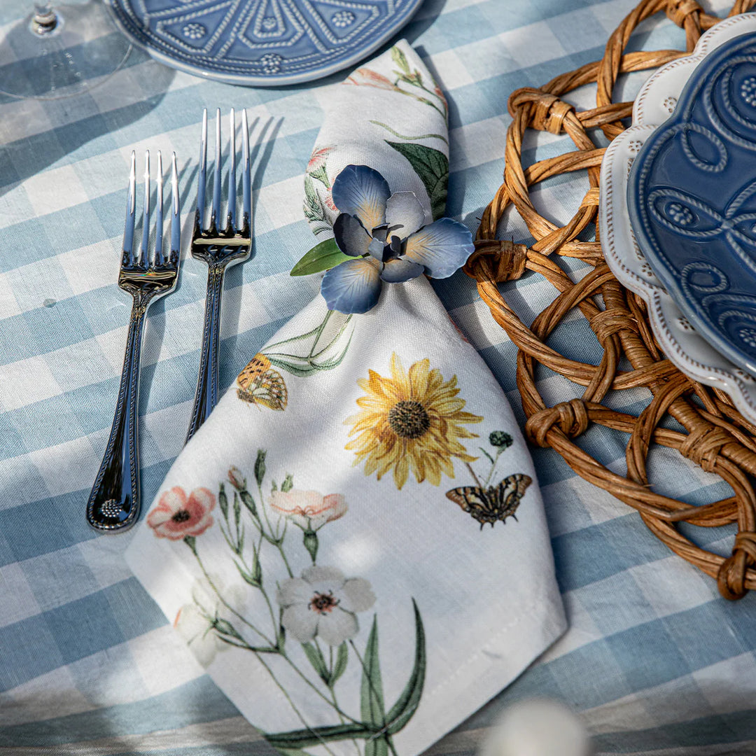 Meadow Walk Iris Napkin Ring Set/4 - Chambray