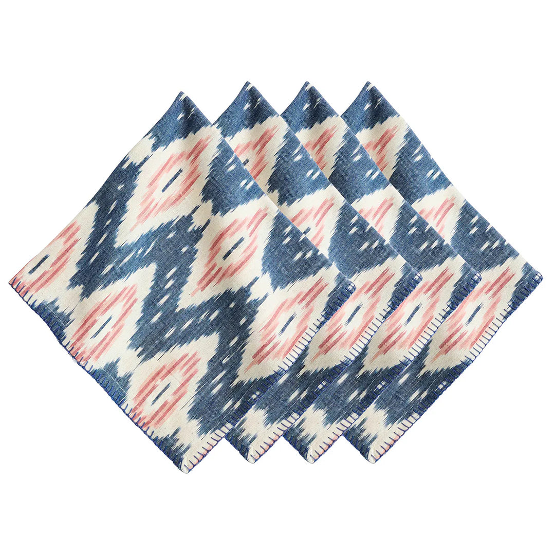 Ikat Napkin Set/4 - Blue/Pink