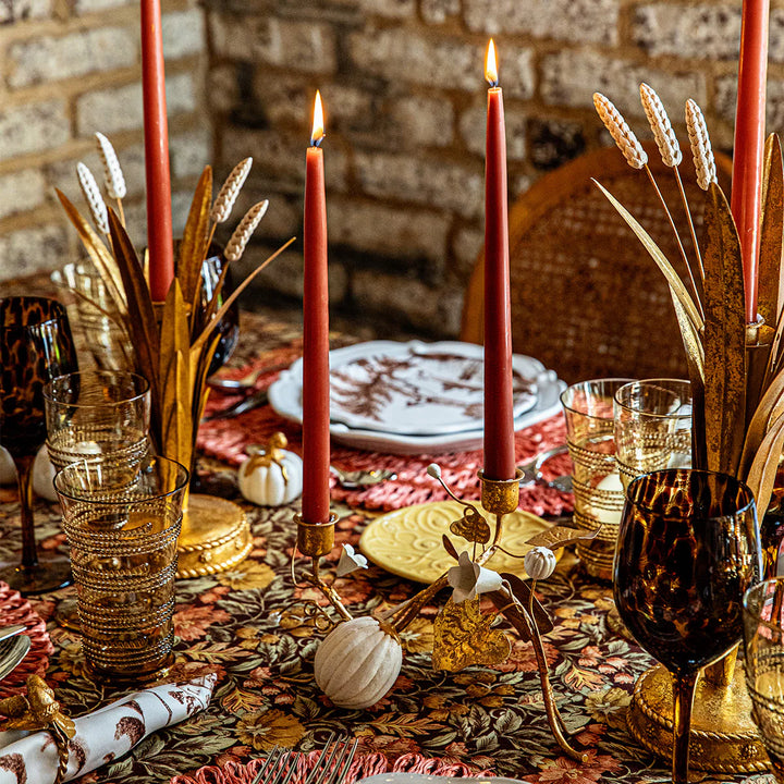 Forest Walk Pumpkin &amp; Vine Double Candlestick Holder - Gold
