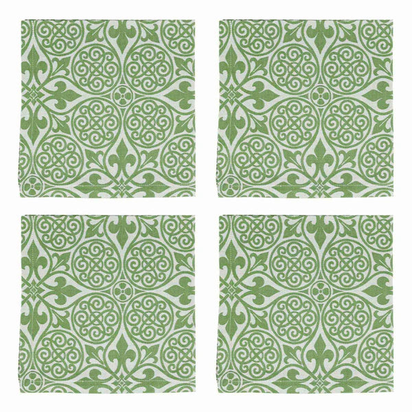 Damask Green Napkins - Set of 4