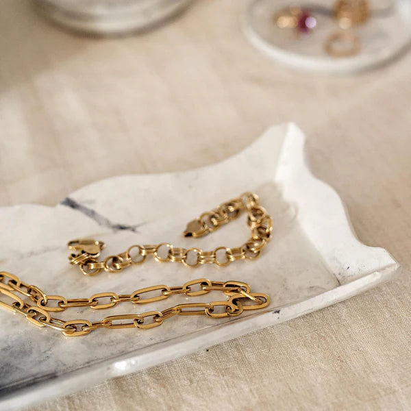 Florentine Wooden Accessories Marble Small Rectangular Tray