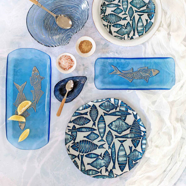 Isola Glass Medium Fish Rectangular Tray