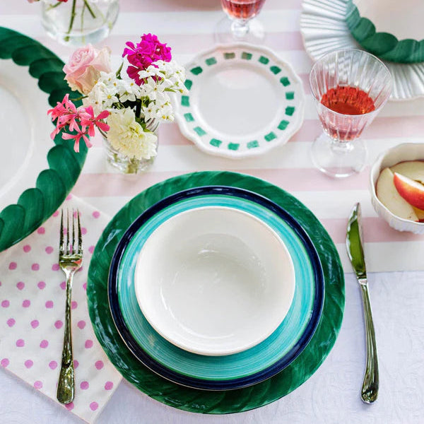 Lisbon Green Brushstroke Round Platter