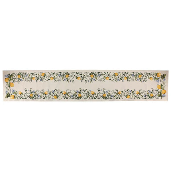 Tavola Lemons with Blue Flowers Runner