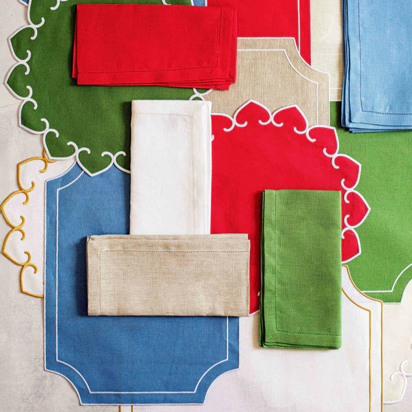 Tessuti Sage Green Rectangular Placemats w/ White Stitching - Set of 4