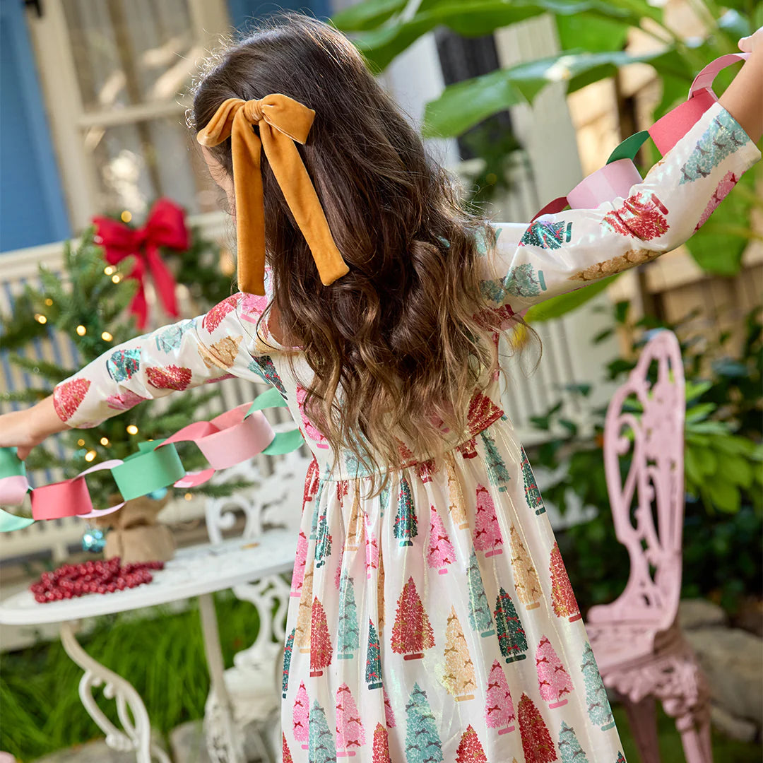 Girls Lame Steph Dress - Bottle Brush Trees