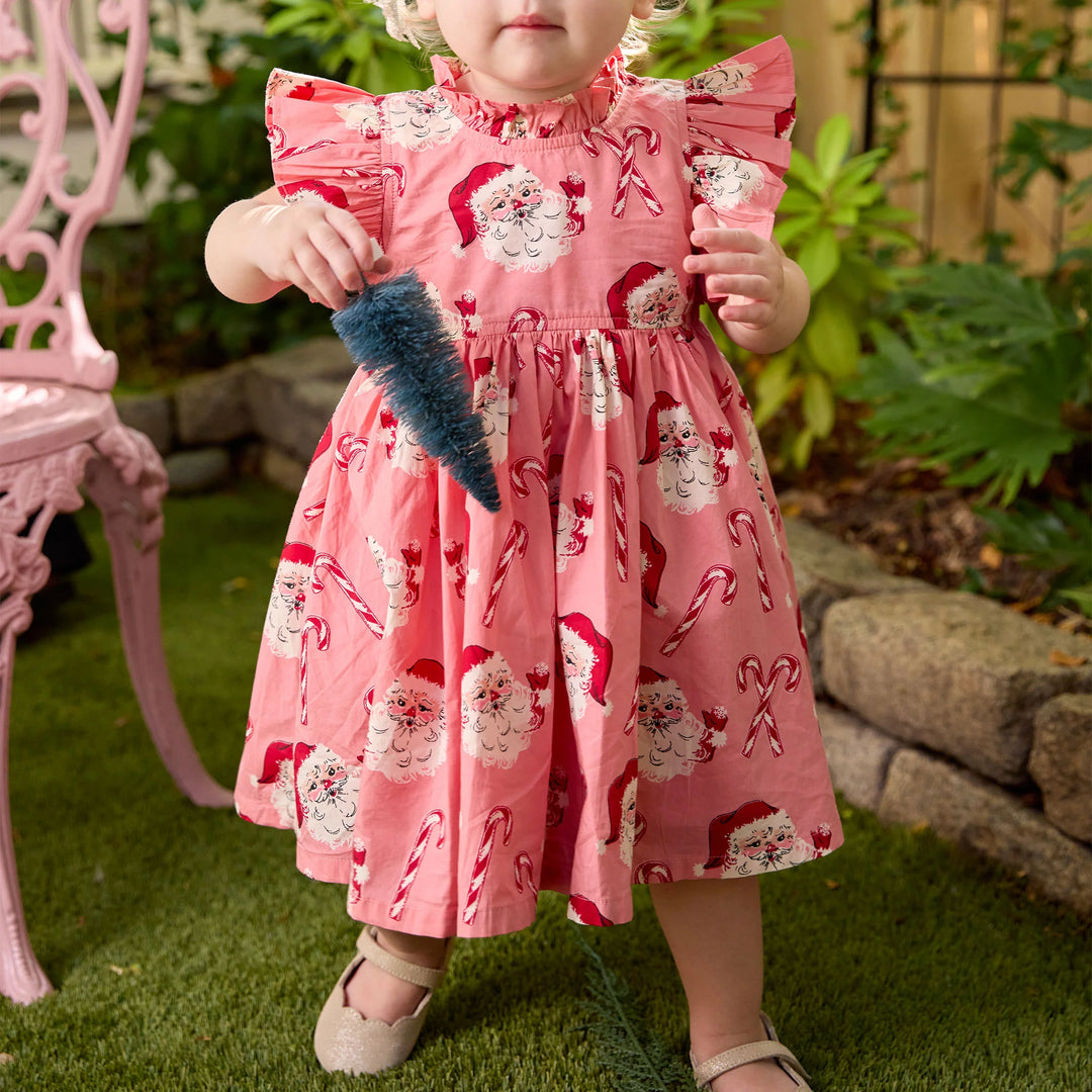 Baby Girls Jennifer Dress Set - Pink Candy Cane Santa