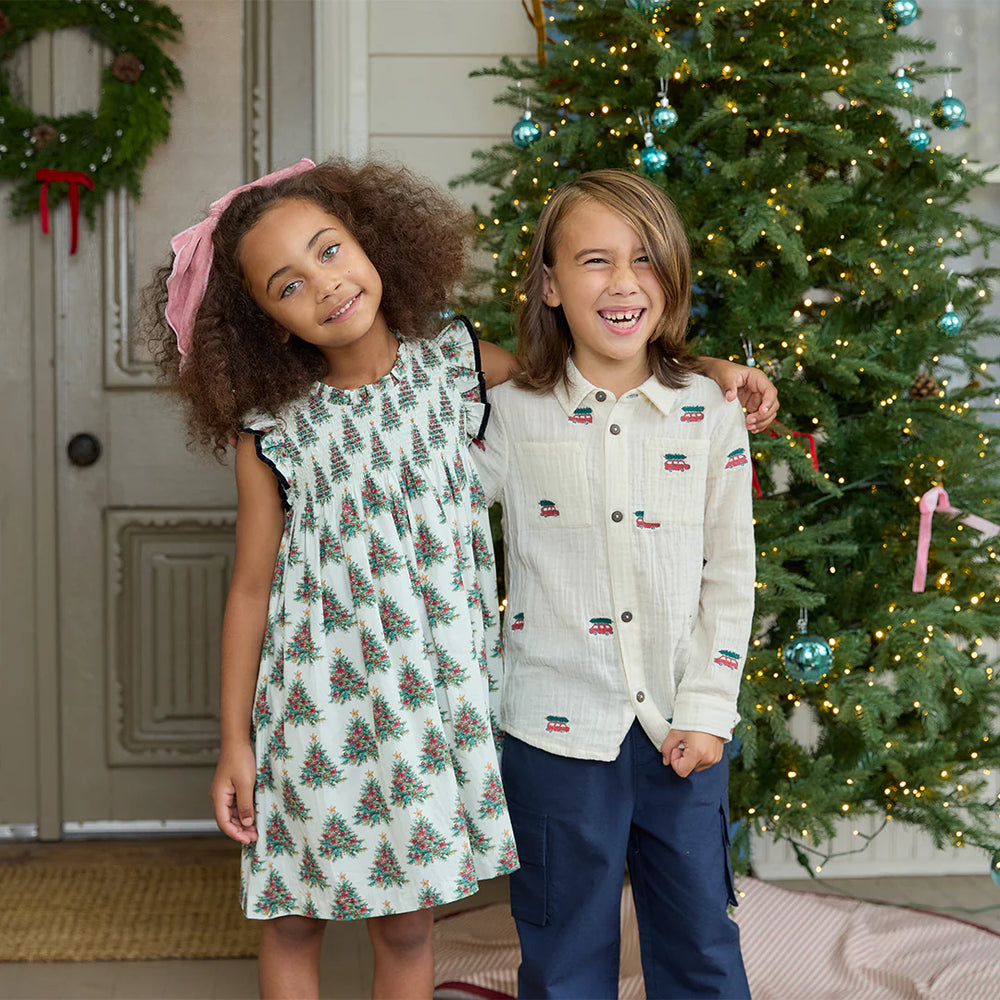 Girls Stevie Dress - Vintage Trees