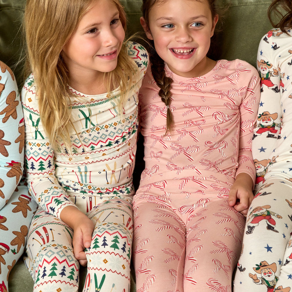 Kids Bamboo PJ Set - Candy Cane Bows