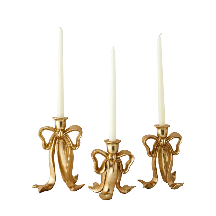 Gold Bow Candlesticks