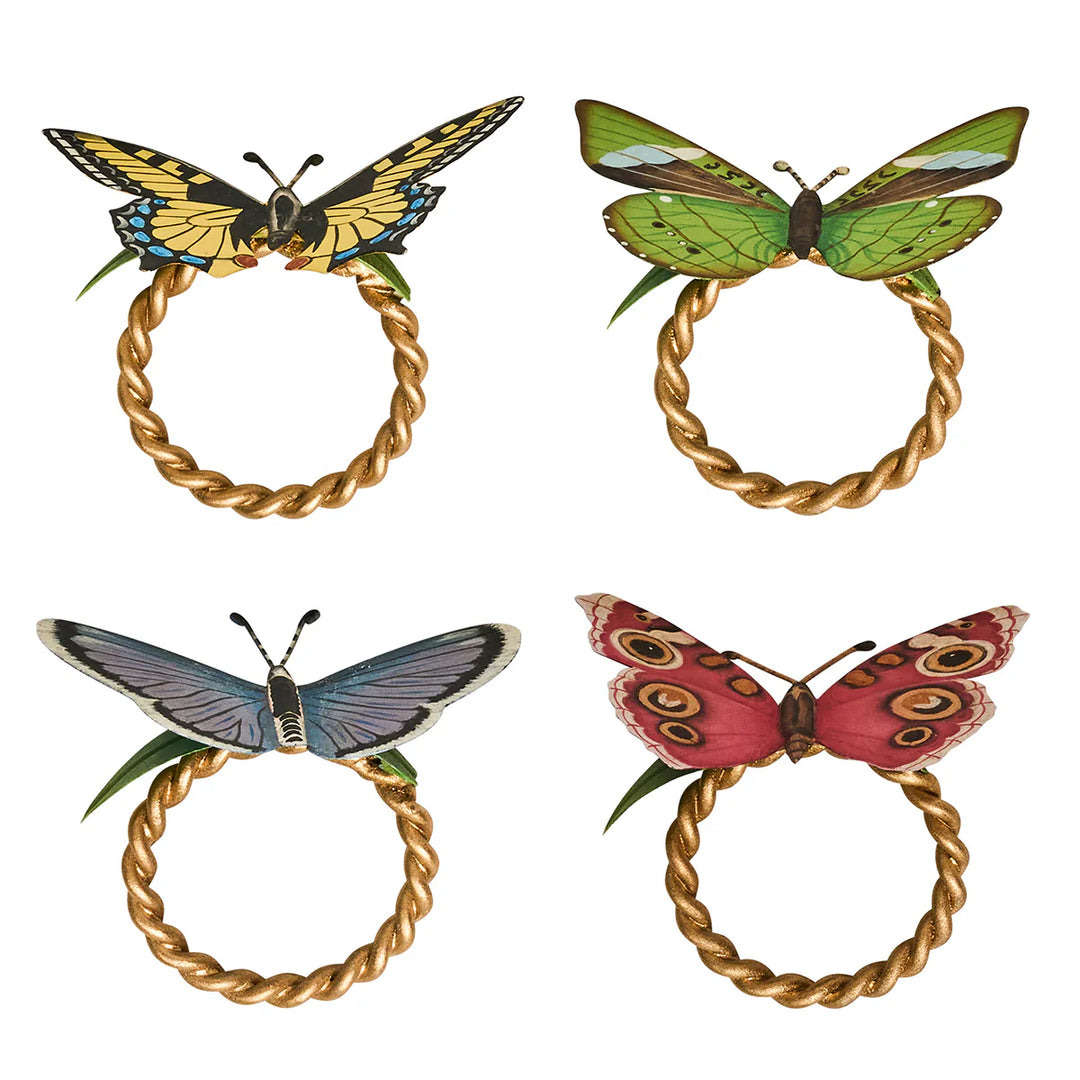 Meadow Walk Butterfly Napkin Ring Assorted Set/4 - Multi