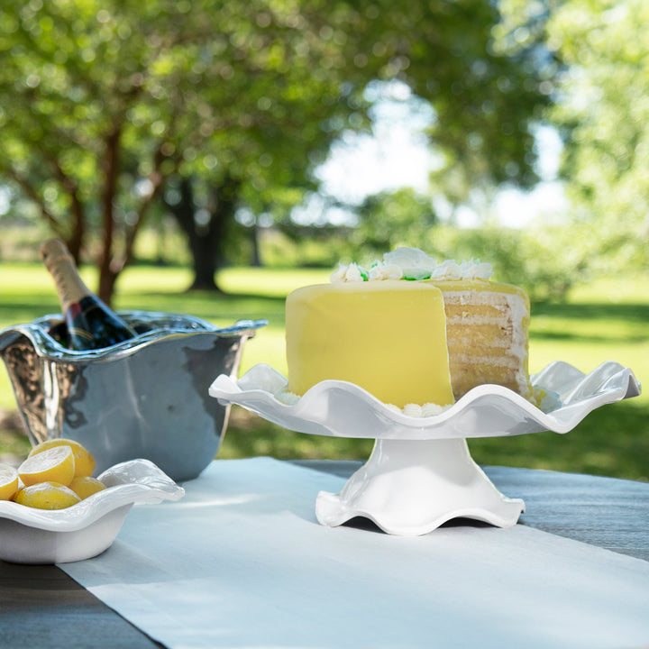 Vida Havana Pedestal Large White Cake Plate