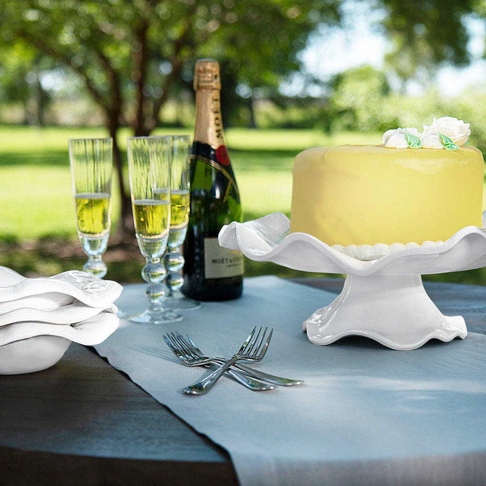 Vida Havana Pedestal Large White Cake Plate