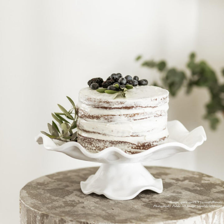 Vida Havana Pedestal Large White Cake Plate