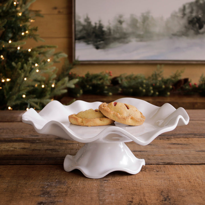 Vida Havana Pedestal Large White Cake Plate