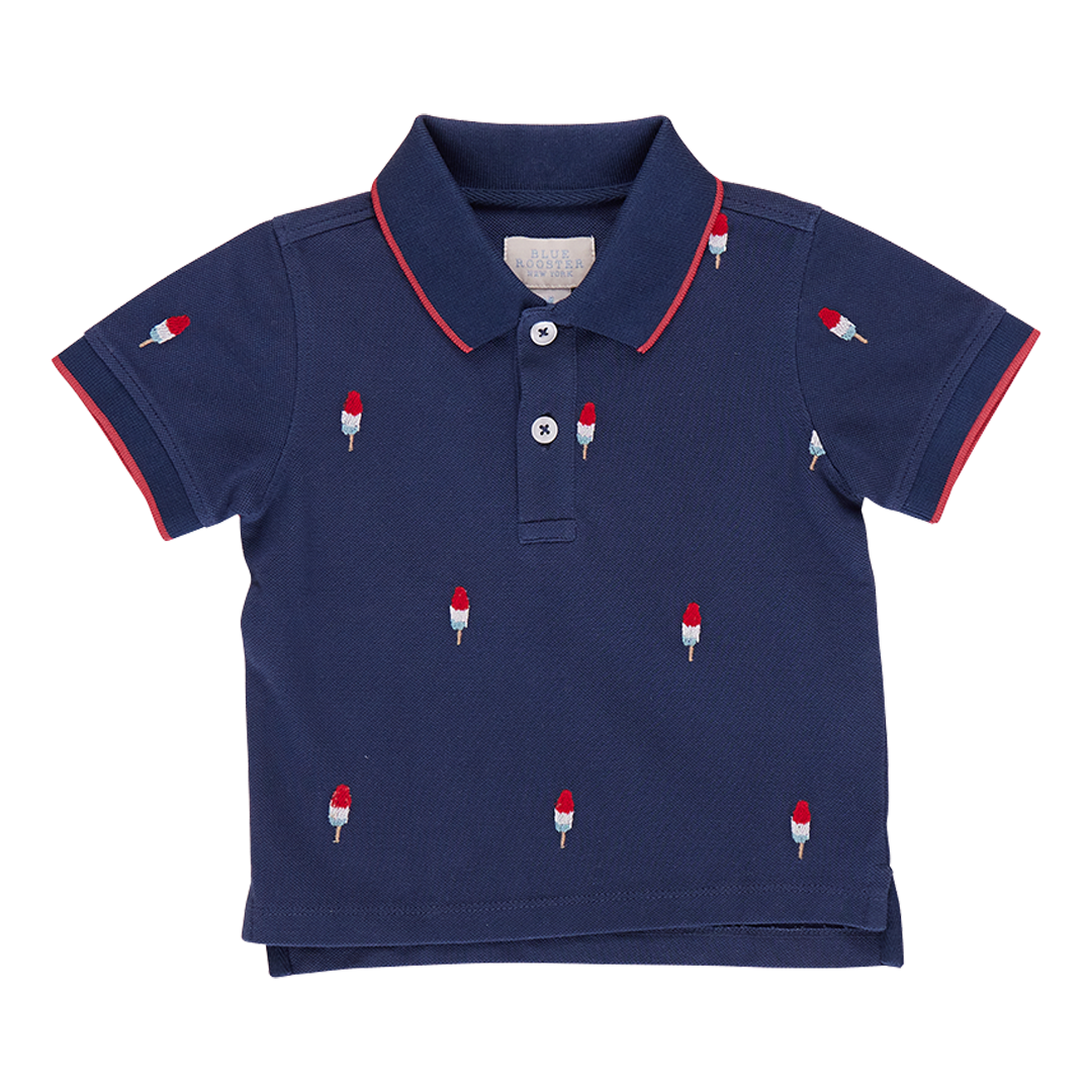 Boys Alec Shirt - Navy Rocket Pop Embroidery