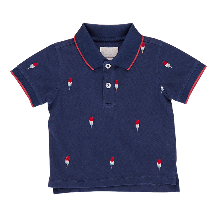 Boys Alec Shirt - Navy Rocket Pop Embroidery