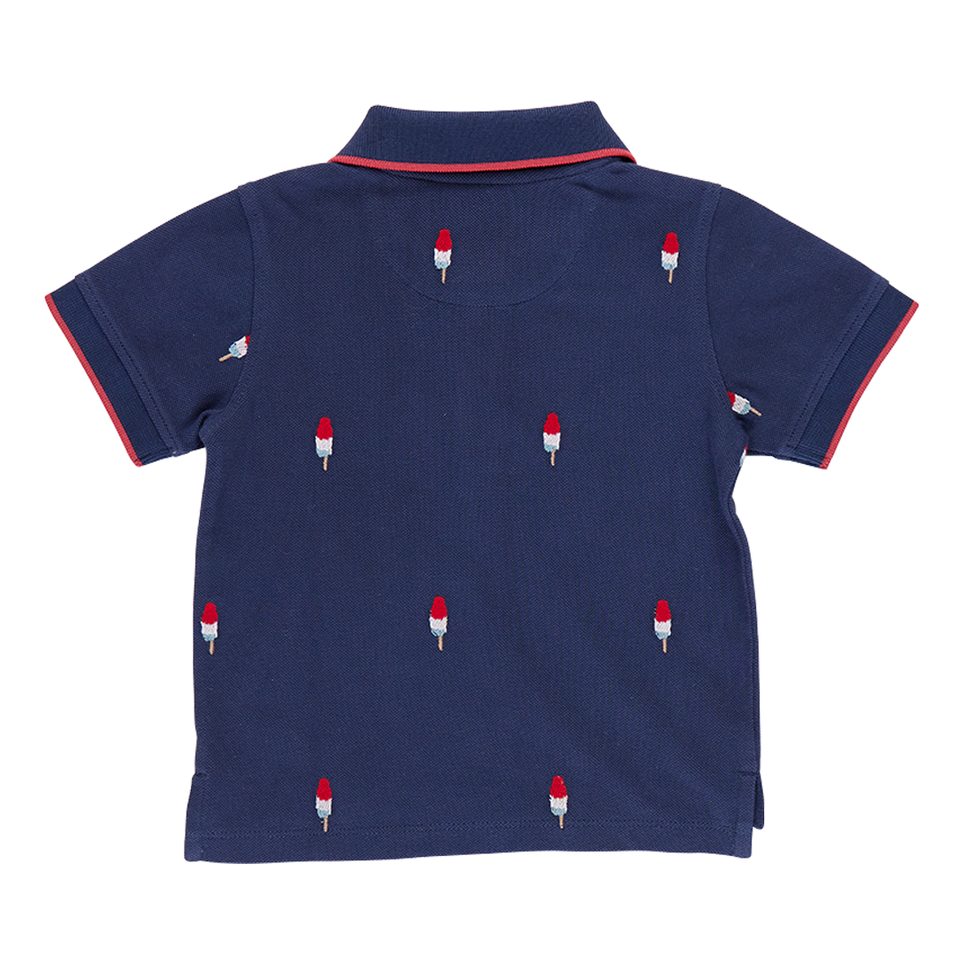 Boys Alec Shirt - Navy Rocket Pop Embroidery