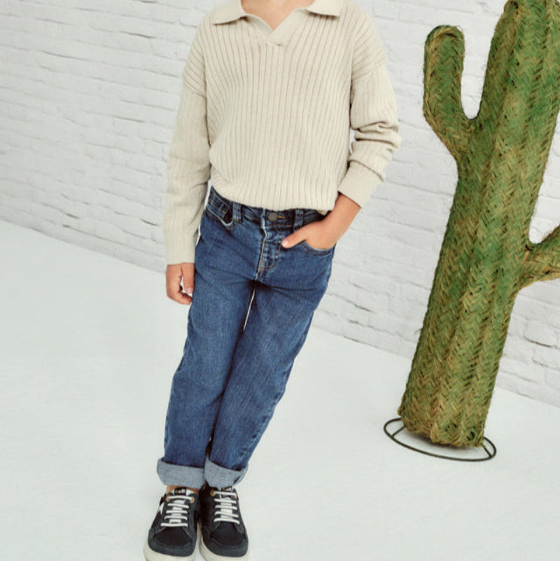 Medium Denim Straight Fit Jeans